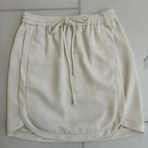 J.Crew Womens Drapey Double Twill Skirt 00 Ivory Mini Drawstring Pockets